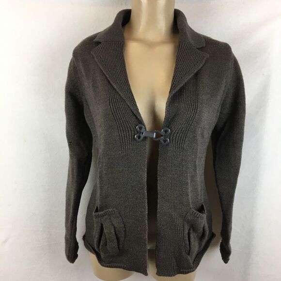 Hekla & Co Brown Italian Wool Blend Long Sleeve Ribbed Sweater M - Picture 1 of 5